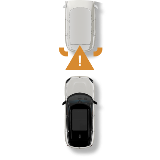 An icon warning a MINI that it’s getting too close to the car in front of it.